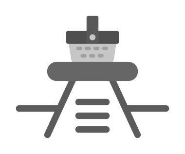 Piknik ikonunda yiyecek içeren sepetin vektör illüstrasyonu 