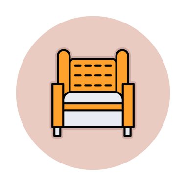 Koltuk yassı simgesi, vektör illüstrasyonu