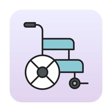 Basit Tekerlekli sandalye Simgesi, vektör illüstrasyonu