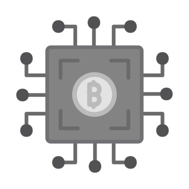  Bitcoin dijital para birimi. Bilgisayar devre kartı. Moda biçimi izole edilmiş arkaplan simgesi