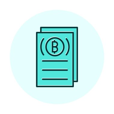 Belgeler ve bitcoin simgesinin vektör illüstrasyonu 