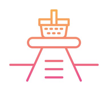 Piknik ikonunda yiyecek içeren sepetin vektör illüstrasyonu 