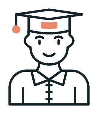 Mezuniyet başlığı simgesi vektör illüstrasyonu öğrencisi