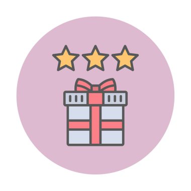 hediye ve İnceleme vektör düz simge tasarımı