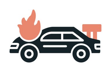 Yanan Araba ikon vektör illüstrasyonuName