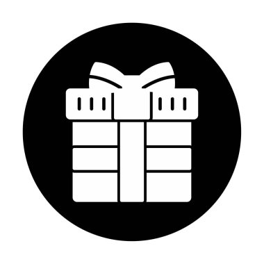 Hediye ikonlu kutu. Düz stil. Vektör çizimi. beyaz arkaplanda izole.