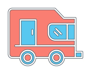 Karavan ikonu. İnce çizgi tasarımı çizimi. vektör illüstrasyonu.