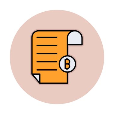 Bitcoin imzalı fatura simgesinin vektör illüstrasyonu 