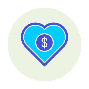 Dolar kalbi favori simgesi, vektör illüstrasyonu 