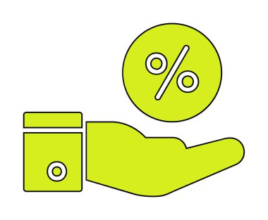 Basit el tutma oranı simgesi, indirim konsepti, vektör illüstrasyonu