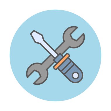 İngiliz anahtarı ve tornavida ikonu. Web için araç vektör simgesinin özet çizimi                              