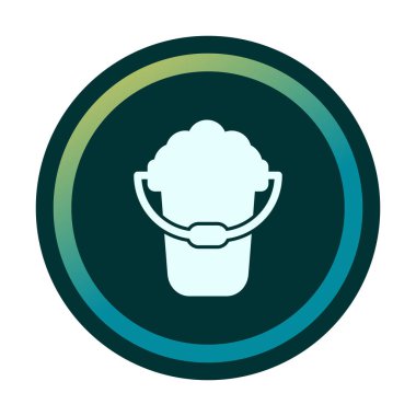 Köpük simgesi olan kova, vektör illüstrasyonu  