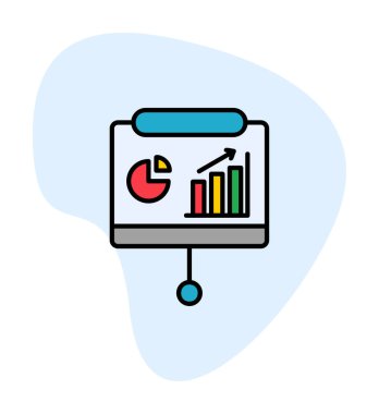 Sunum, iş istatistikleri ve pasta grafik ikonlu veri analizleri. iş analizleri, analizler, istatistikler, pasta grafiği