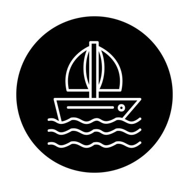Arka planda basit bir yelkenli ikonu var. vektör illüstrasyonu