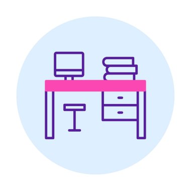 ofis masası simgesi, basit vektör illüstrasyonu