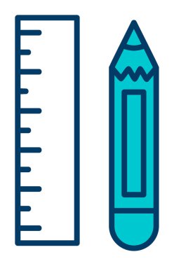 Kalem ve cetveli satırı simgesi, vektör çizim
