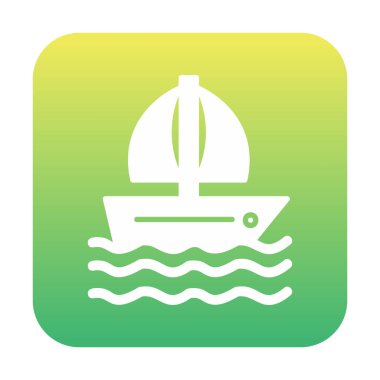 Arka planda basit bir yelkenli ikonu var. vektör illüstrasyonu