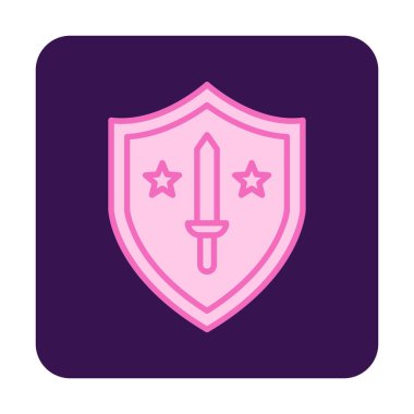 Kılıç vektör ağ simgesine sahip Askeri Kalkan, vektör illüstrasyonu 