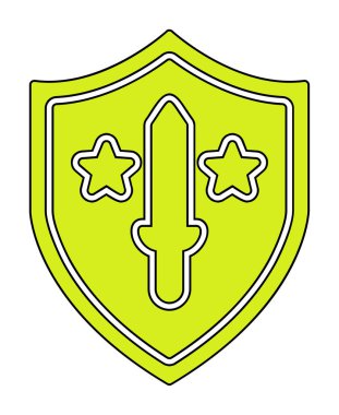 Kılıç vektör ağ simgesine sahip Askeri Kalkan, vektör illüstrasyonu 