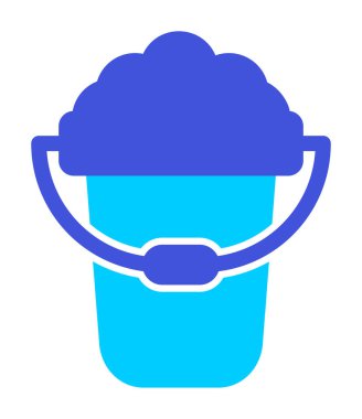 Köpük simgesi olan kova, vektör illüstrasyonu  