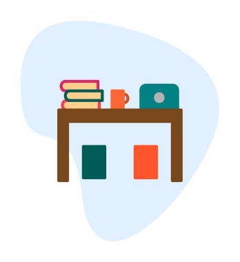 ofis masası simgesi, basit vektör illüstrasyonu