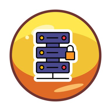 Sunucu vektör simgesini basit illüstrasyonla kilitle