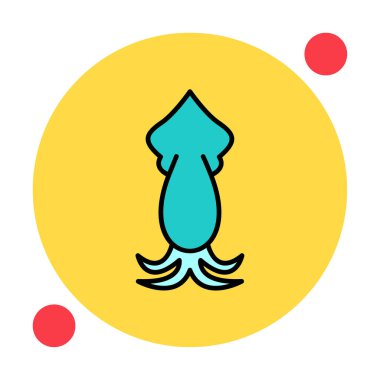 Beyaz arkaplanda mürekkep balığı vektörü simgesi 