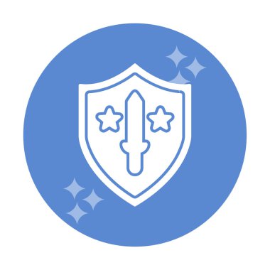 Kılıç vektör ağ simgesine sahip Askeri Kalkan, vektör illüstrasyonu 