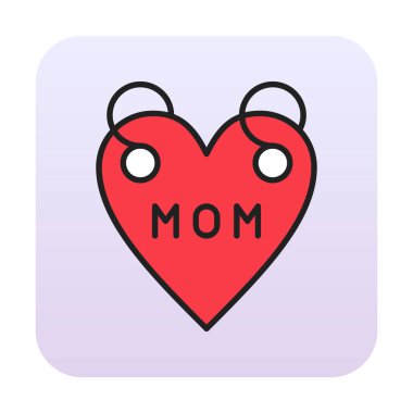 Anneler Günü simgesi, tebrik kartı şablonu, vektör illüstrasyonu