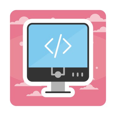 Kodlama. Web simgesi basit illüstrasyon                  