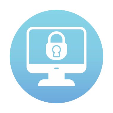 Basit Bilgisayar monitörü Ekran simgesi, vektör illüstrasyonunu kilitle