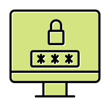 Basit Bilgisayar monitörü Ekran simgesi, vektör illüstrasyonunu kilitle