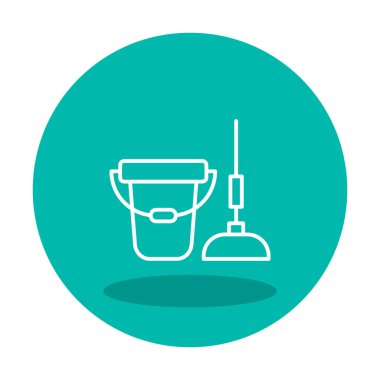 kova ve paspas simgesi, vektör illüstrasyonu  