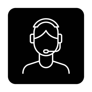 Kulaklık takan kişinin vektör çizimi, Müşteri Hizmetleri Ajansı kavramı