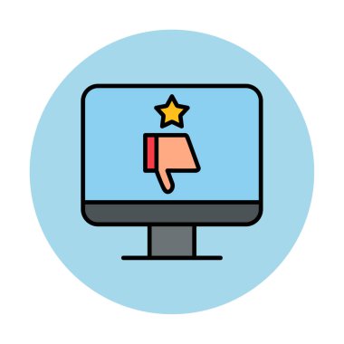 Kötü İnceleme simgesi, vektör illüstrasyonlu basit ekran