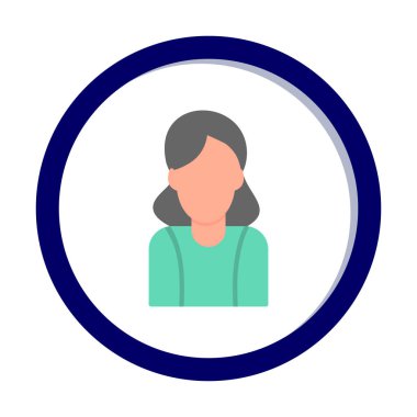 Kadın avatar simgesi, vektör illüstrasyonu 