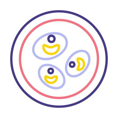 Bakteri petri kabı ve bakteri vektör simgesi 