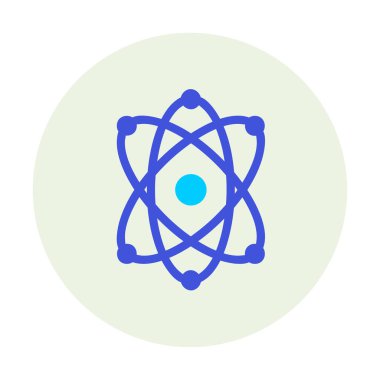 Moda düz biçimli atom simgesi, bilim simgesi vektör illüstrasyonu                     