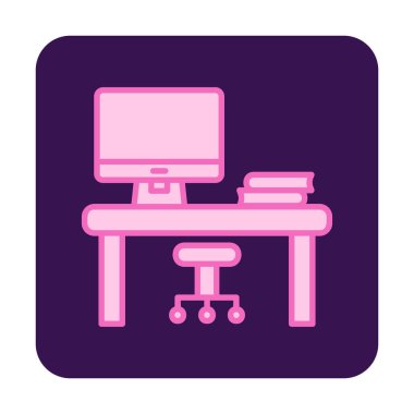 ofis masası simgesi, basit vektör illüstrasyonu