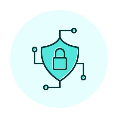 Asma kilit simgesi, vektör illüstrasyonlu güvenli kalkan