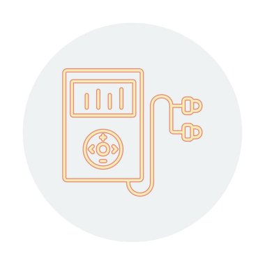 Kulaklık simgesi, vektör illüstrasyonlu Mp3 oynatıcı