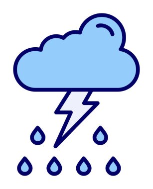 Gök gürültüsü hava durumu ikonu vektör çizimi tasarımı