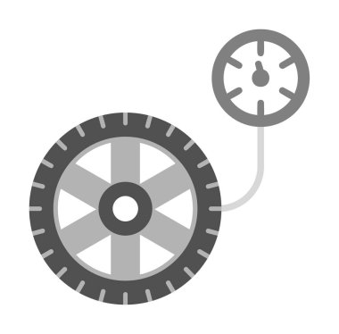 Tekerlek basıncı, arka planda izole edilmiş simge, otomatik servis, araba tamiri