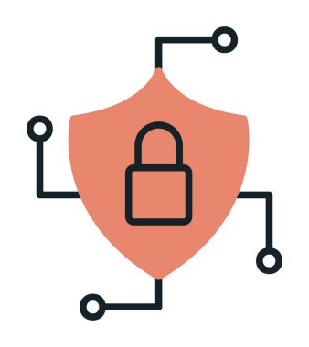 Asma kilit simgesi, vektör illüstrasyonlu güvenli kalkan