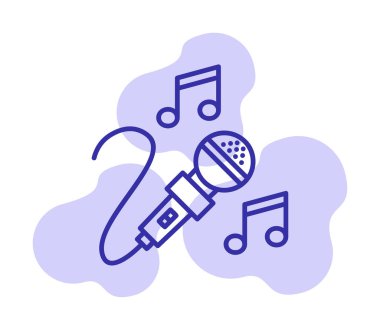 Karaoke konsepti, mikrofon ve notlar