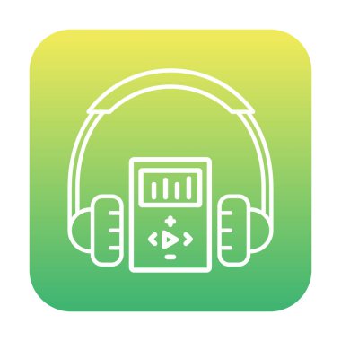 Düz kulaklık simgesi, web afişi, web ve mobil, bilgi grafikleri için vektör illüstrasyon kavramı.