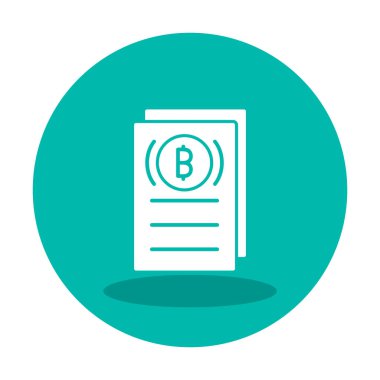Belgeler ve bitcoin simgesinin vektör illüstrasyonu 