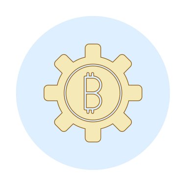 Bitcoin dişli çizgisi simgesi, vektör illüstrasyonu 