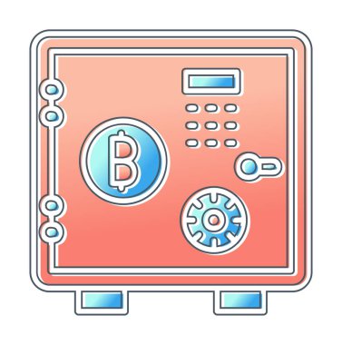 Bitcoin dolap simgesi, vektör illüstrasyonu 