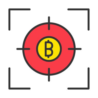 Bitcoin ve hedef. Web simgesi illüstrasyonu